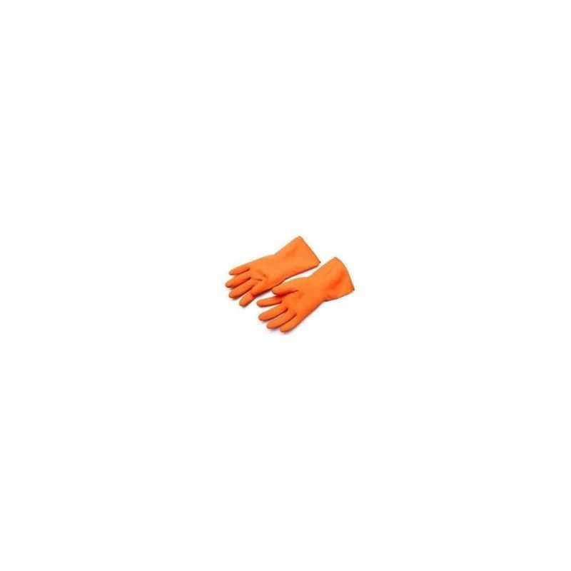 SKTC Sensous Imported Orange Rubber Safety Gloves (Pack of 10)