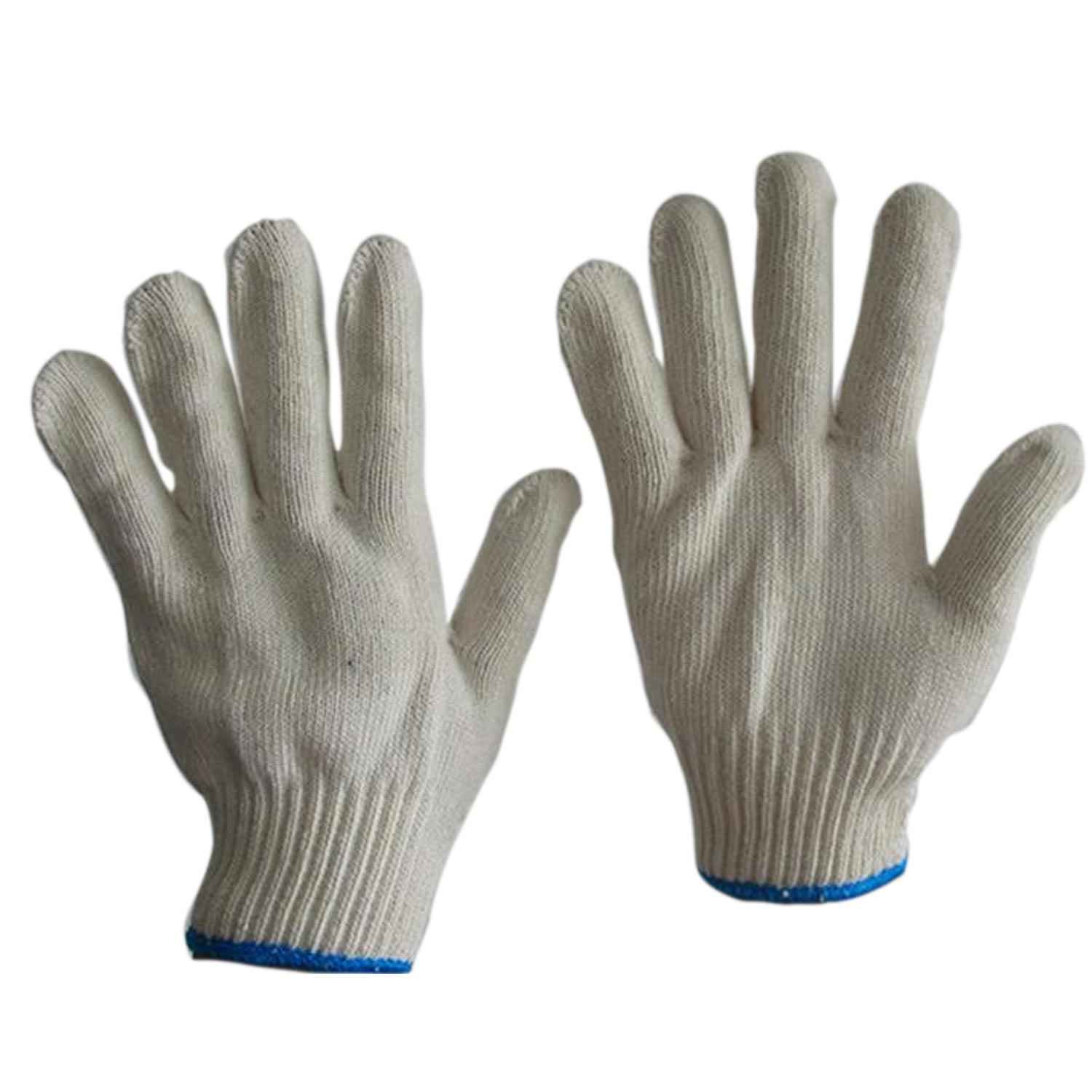 white cotton knit gloves