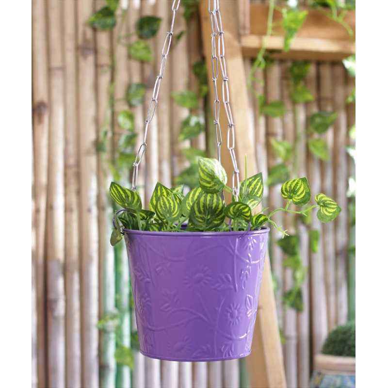 Green Girgit Purple Hanging Bucket, GG_HBPR