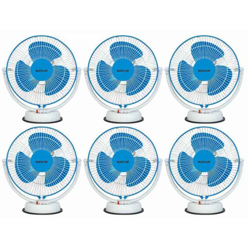 Black Cat 2300rpm A/P 3 Speed Blue & White Table Fans, Sweep: 300 mm (Pack of 6)