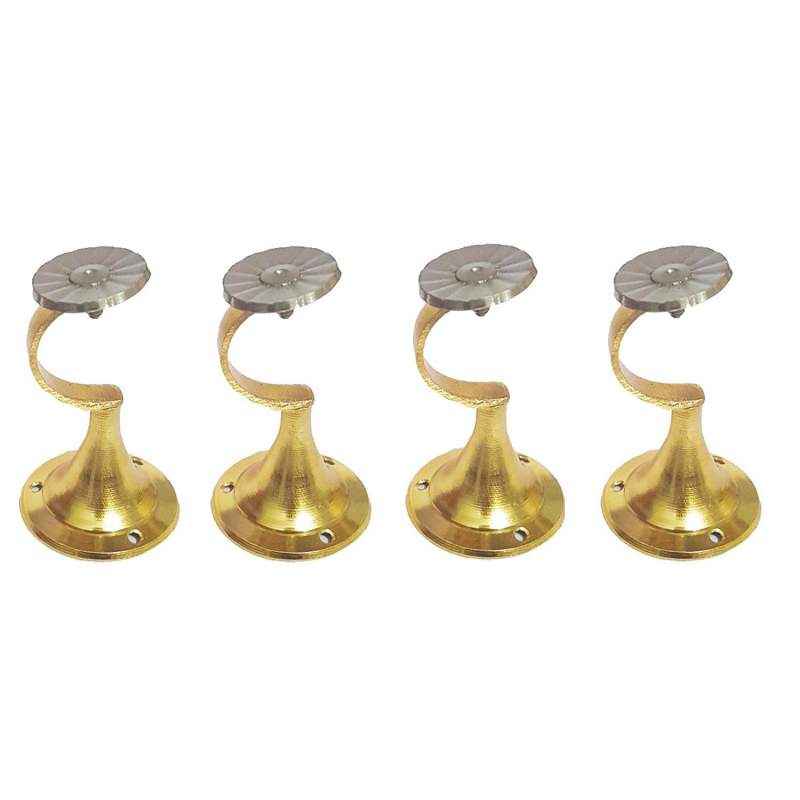 SmartShophar Zinc Gold Silver Center Support Curtain Bracket Set, 50872-ZCBD-GS-P4