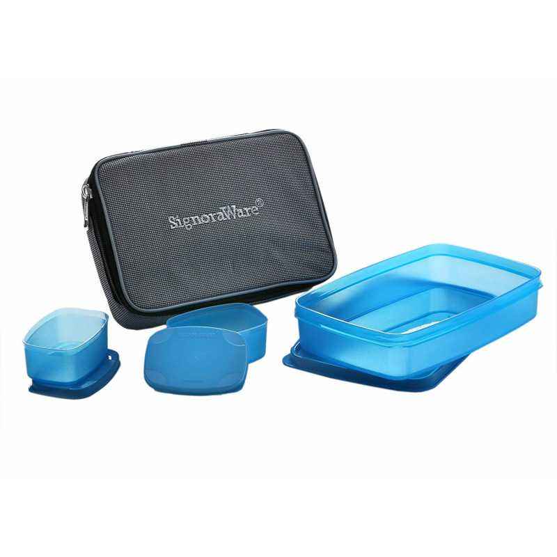 Signoraware Deep Violet 1080 ml Executive Medium Lunch Box with Bag, 516