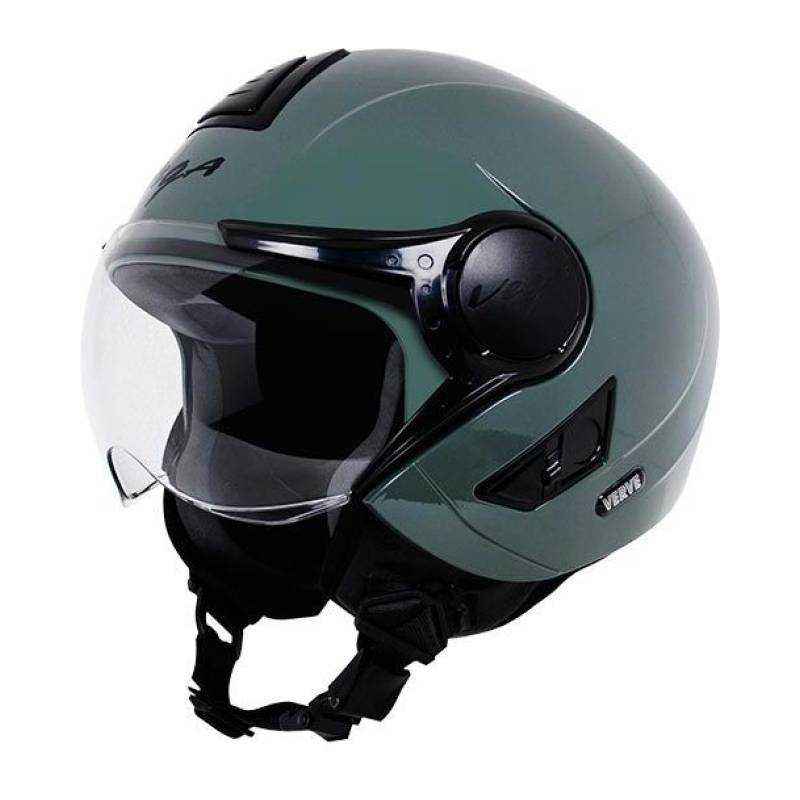 Vega Verve Motorbike Army Green Open Face Helmet, Size: S