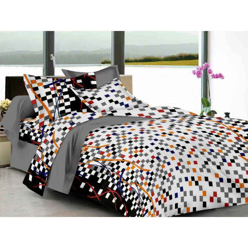 IWS Multicolour Luxury Cotton Printed Double Bedsheet with 2 Pillow Covers, CB1256