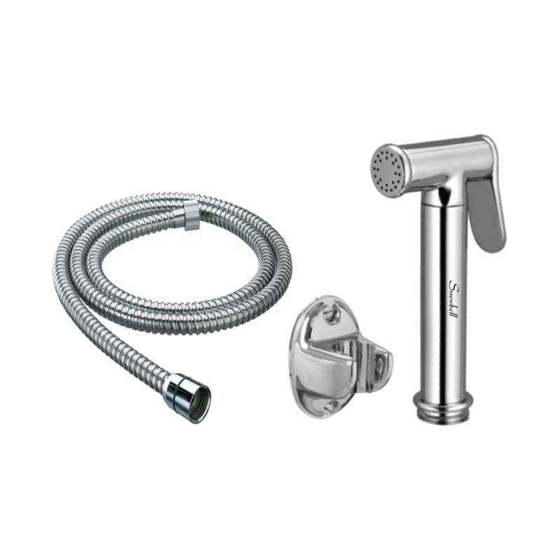 Snowbell Solo Health Faucet, 1m Flexible Tube & Wall Hook (Pack of 2)