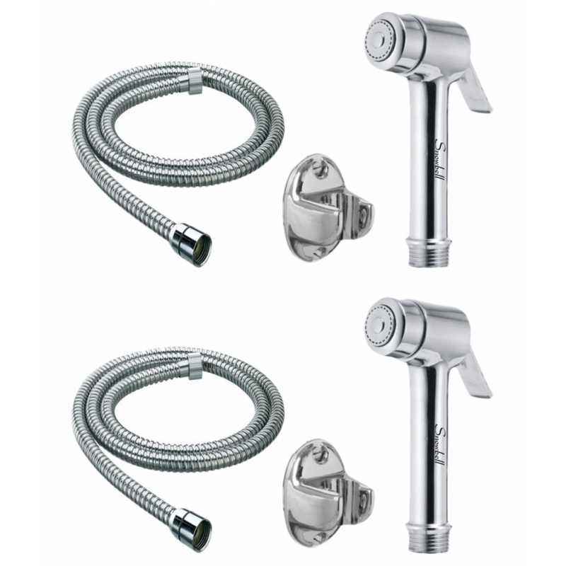Snowbell Micro Health Faucet, 1m Flexible Tube & Wall Hook (Pack of 2)
