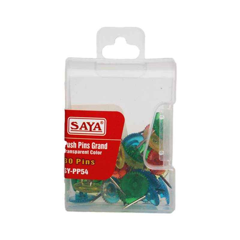 Saya Push Pins- Round -Transparent Colors, Dimensions: 155 x 105 x 75 mm (Pack of 12)