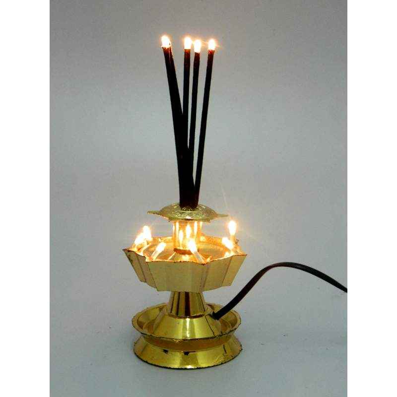 Tucasa Golden Eletric Agarbatti Diya Lamp, DW-198