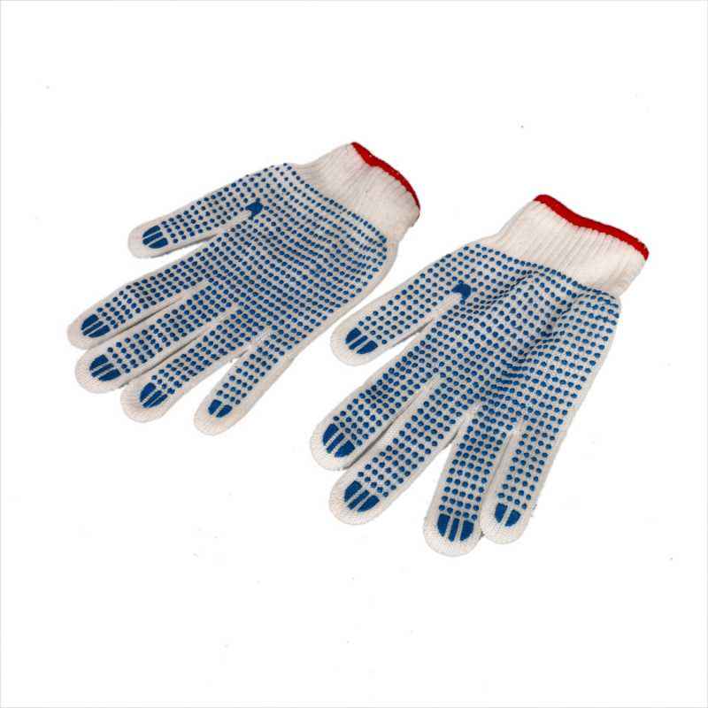 OEM Blue PVC Dotted Hand Gloves