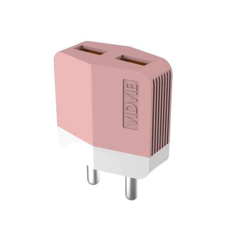Vidvie 5V 2.4A Dual Port Pink Travel Charger with 1m Micro USB Cable, CHPLE203N-v8PI