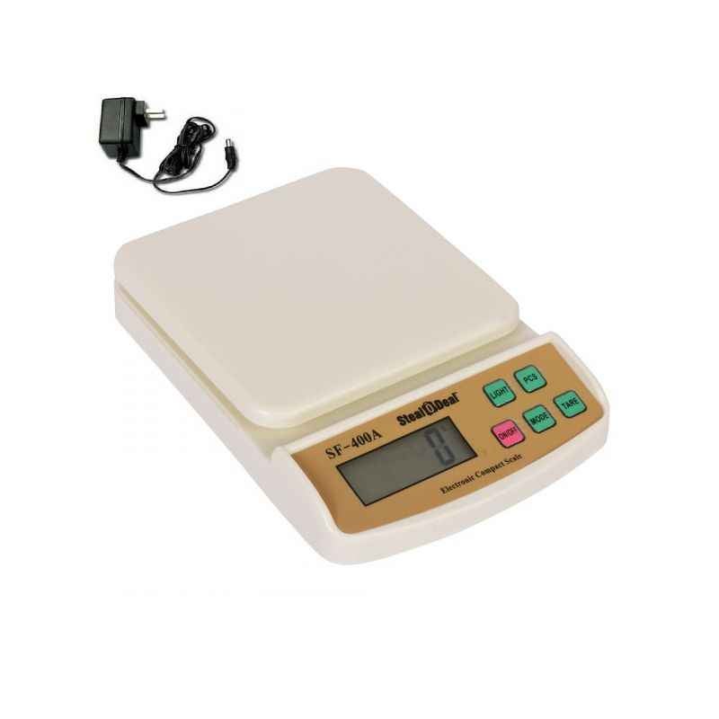 Stealodeal White Digital Kitchen Weighing Machine with Adapter, SF-400A