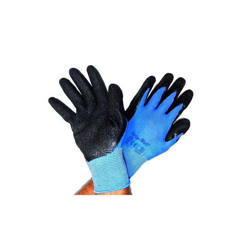 SSWW Blue Nylon Shell with Black Crinkle Latex Palm Coated Gloves, SSWW104 (Pack of 10)