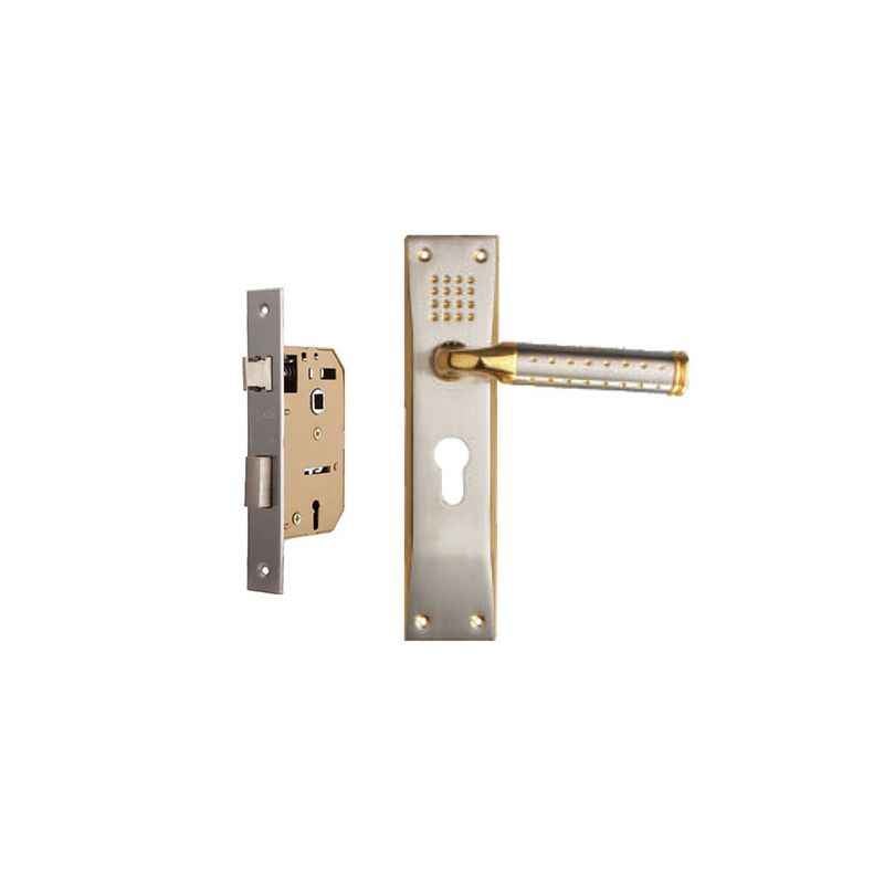 Plaza Platinum 65mm Mortice Lock with Gold Silver Handle & 3 Keys
