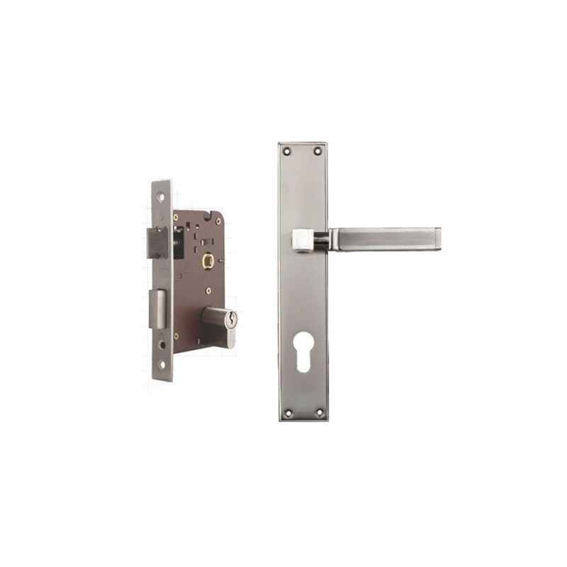 Plaza Pluto Gold Silver Finish Handle with 200mm Pin Cylinder Mortice Lock & 3 Keys