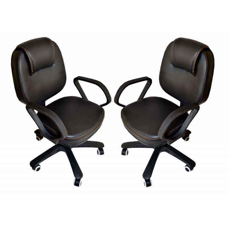 Mezonite Low Back Leatherette Black Office Chair (Pack of 2)