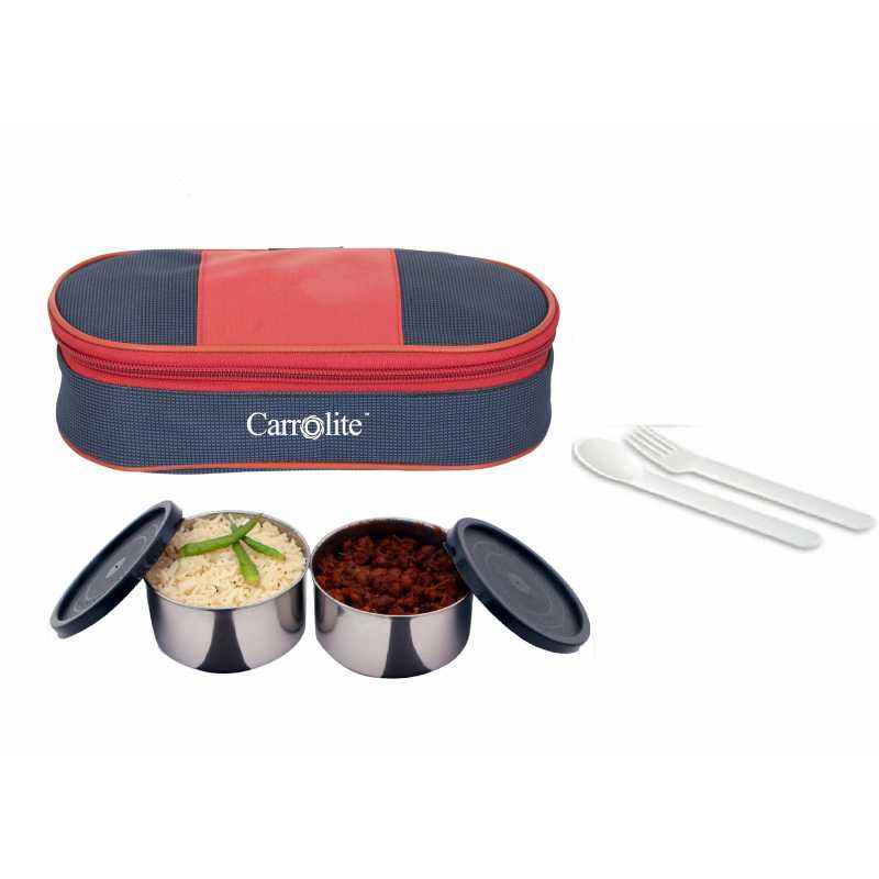 Carrolite 400ml Red & Black Stainless Steel Lunchbox, Black_009