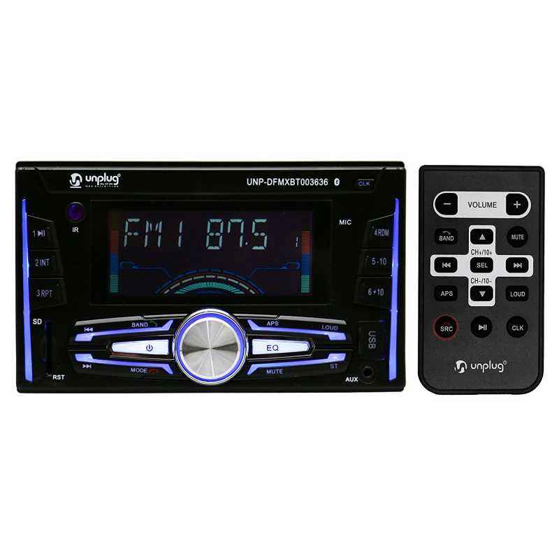 Unplug Black Mask LCD Display Double Din FM Player For Car, UNP DFMXBT003636