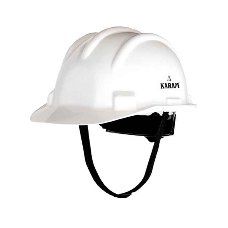 Karam White Plastic Cradle Ratchet Type Safety Helmet, PN-521 (Pack of 5)
