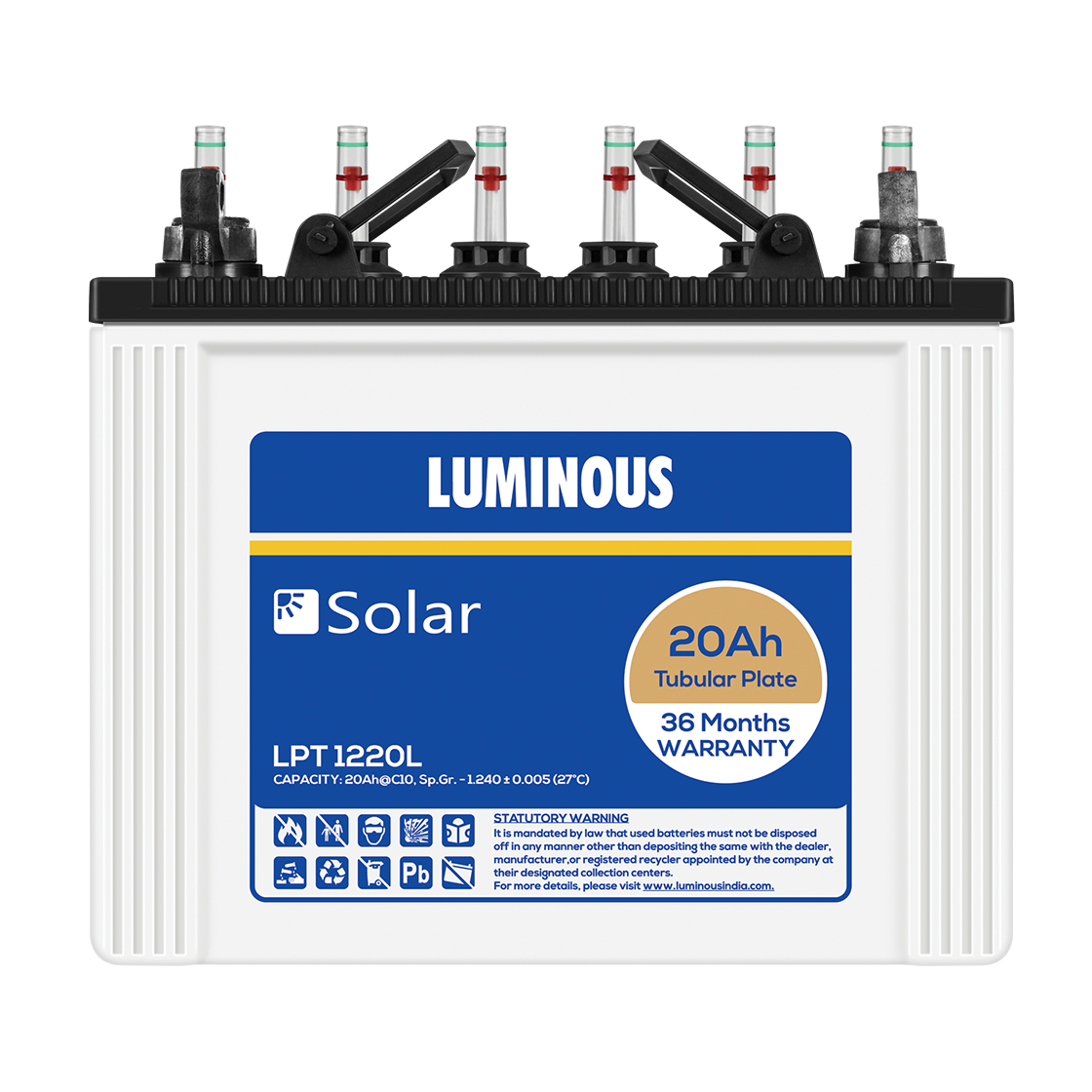 Buy Luminous Lpt 1220l 20ah Solar Battery Online At Best Price On Moglix