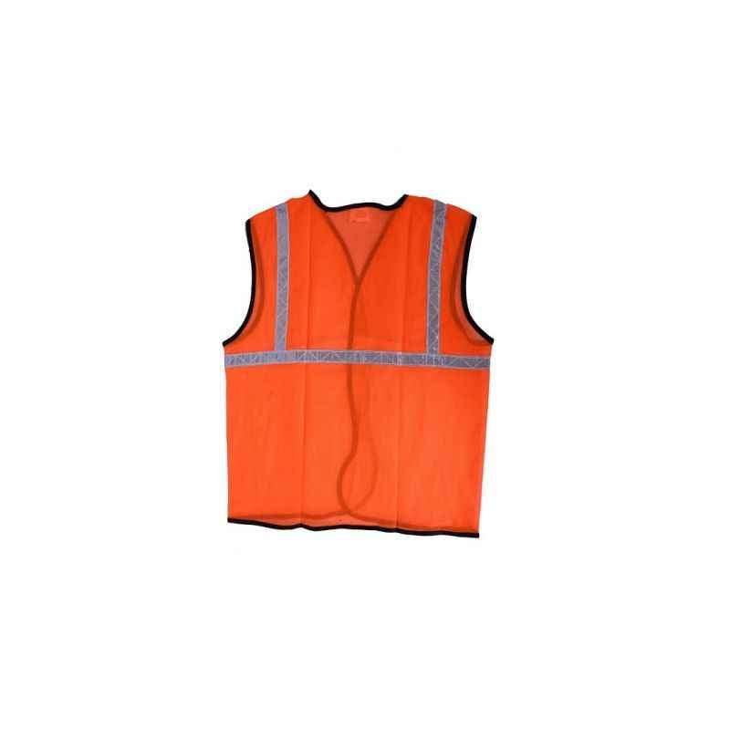 Ufo Orange Safety Jacket with 1 Inch Reflective Tape, Size: L