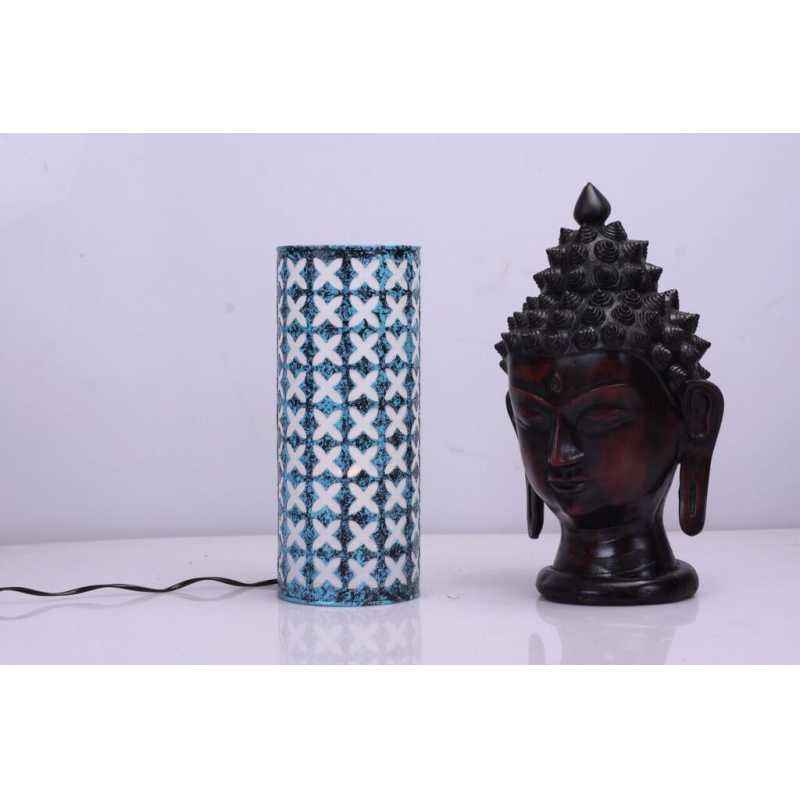 Height of Design Blue and Black Geometric Design Table Lamp, HODTL63