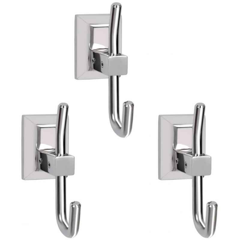 Abyss ABDY-1037 Glossy Finish Stainless Steel Robe/Cloth Hook (Pack of 3)