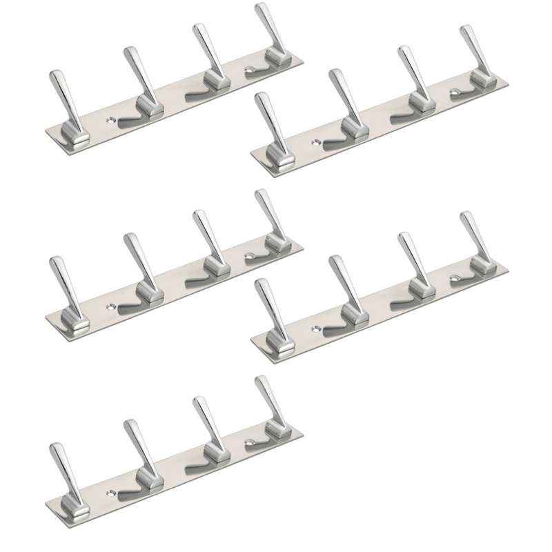 Abyss ABDY-1253 Chrome Finish Stainless Steel Multipurpose Hook Rail (Pack of 5)