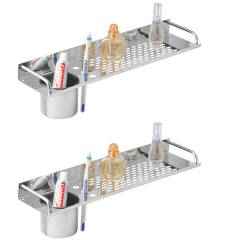 Kamal SS Straight Shelf with Tumbler, ACC-1188-S2 (Pack of 2)