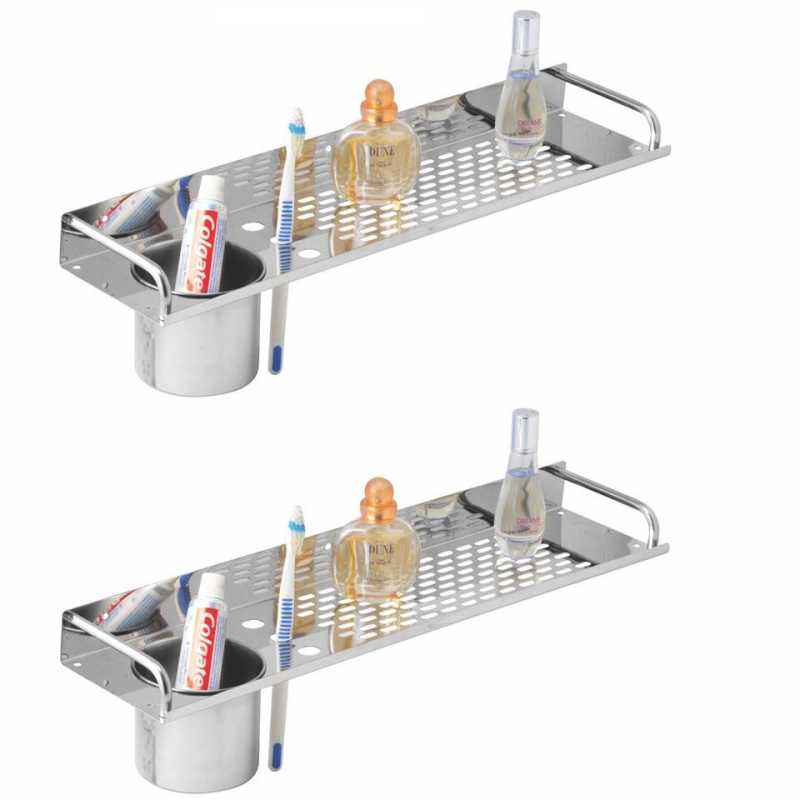 Kamal SS Straight Shelf with Tumbler, ACC-1188-S2 (Pack of 2)