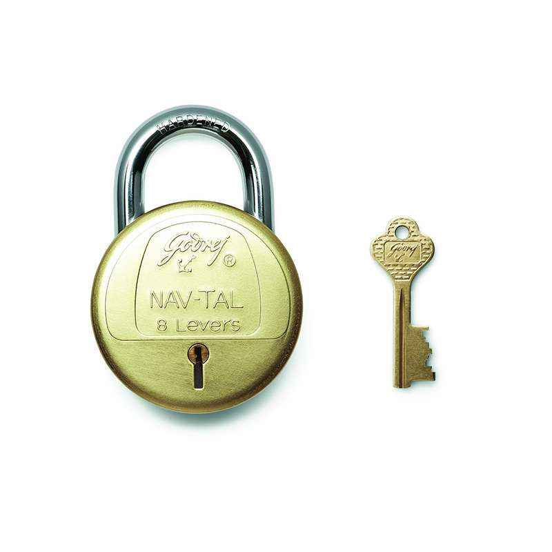 Godrej Navtal 8 Levers Brass Padlock (2 Keys), 3281