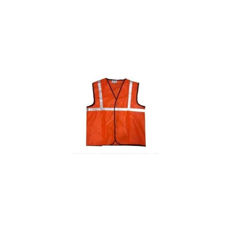Men Safe Orange Safety Jacket, Tape Size: 1 inch (Pack of 5)