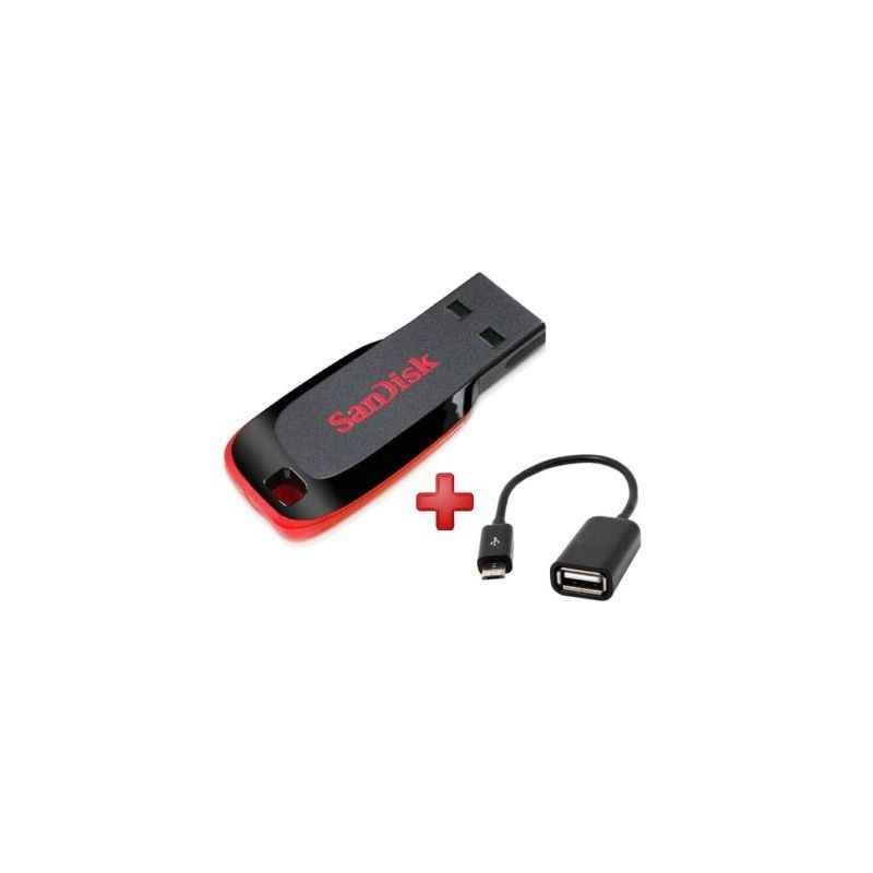 Sandisk 8 GB Cruzer Blade Pen Drive with OTG Cable