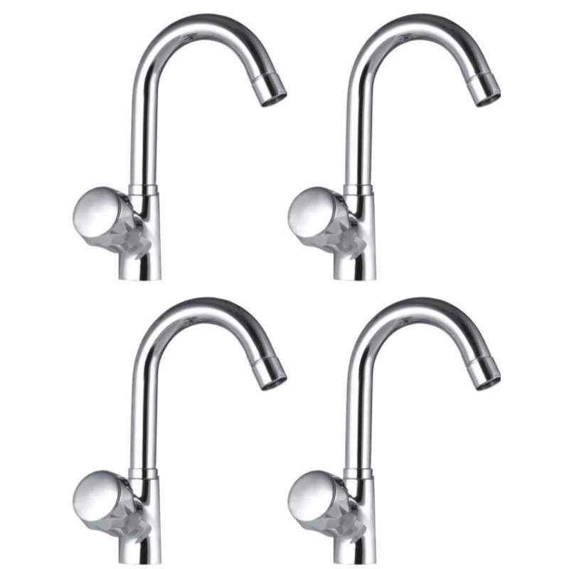 Snowbell Continental Chrome Plated Swan Neck Pillar Faucet (Pack of 4)