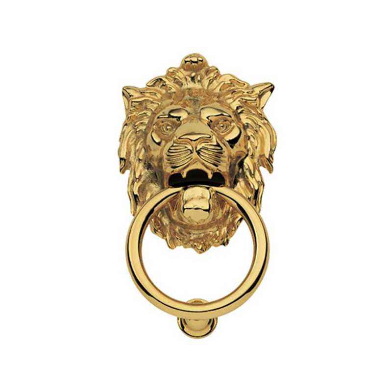 Smart Shophar 5.5 Inch Gold Lion Mouth Door Knocker, 50608-DKNM-GL05