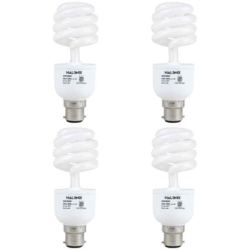 Halonix 20W B-22 Cool Day White Twister CFL (Pack of 4)