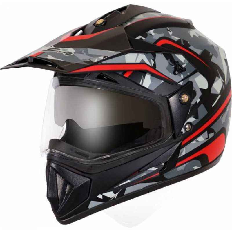 Vega Offroad D/V Camo Dull Black & Silver Helmet, Size (Medium, 580mm)