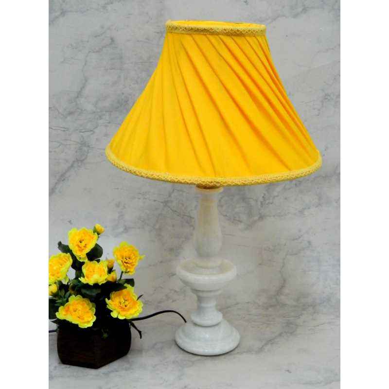 Tucasa Elegant White Marble Table Lamp with Yellow Shade, LG-795