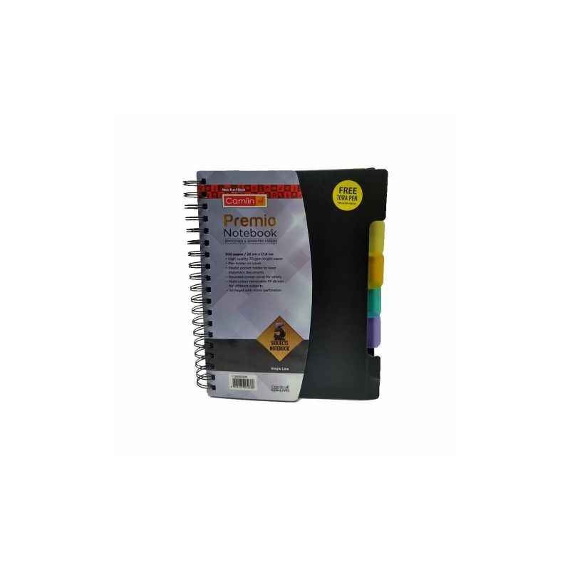 Camlin Kokuyo Premio 5 Subject B5 300 Pages Black Notebook, 1136303300