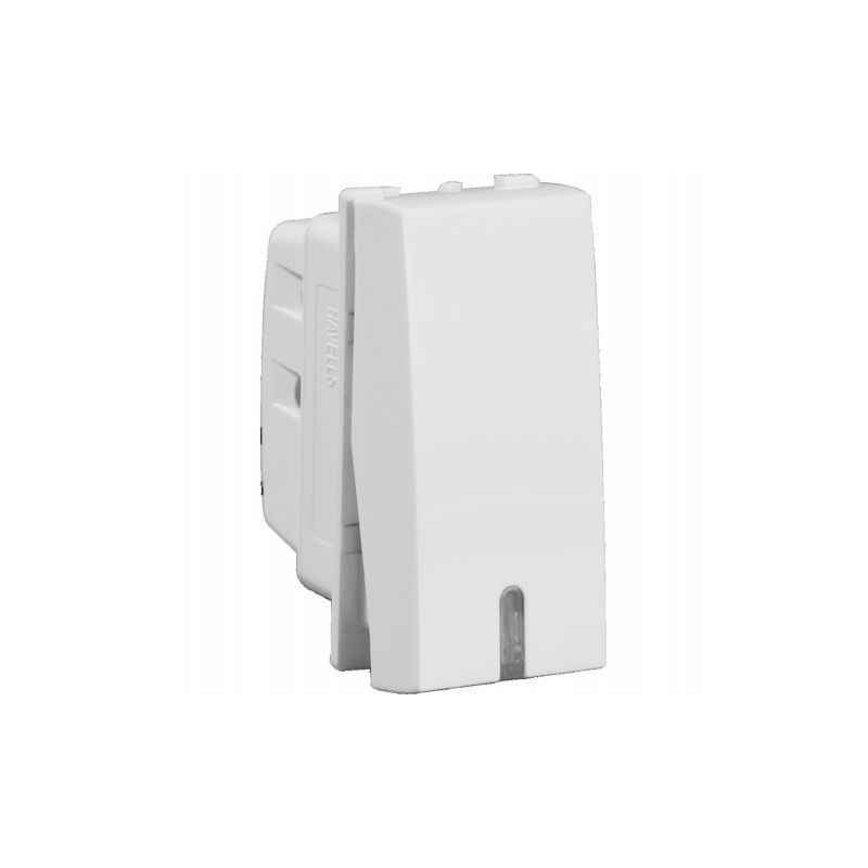 Havells 16A 1 Way White Switch with Indicator, AHOSXIW161