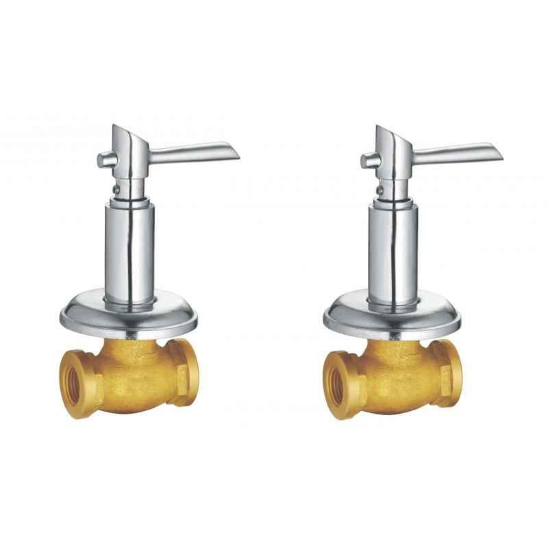 Apree Joy Silver Brass 15mm Concealed Stopcock (Pack of 2)