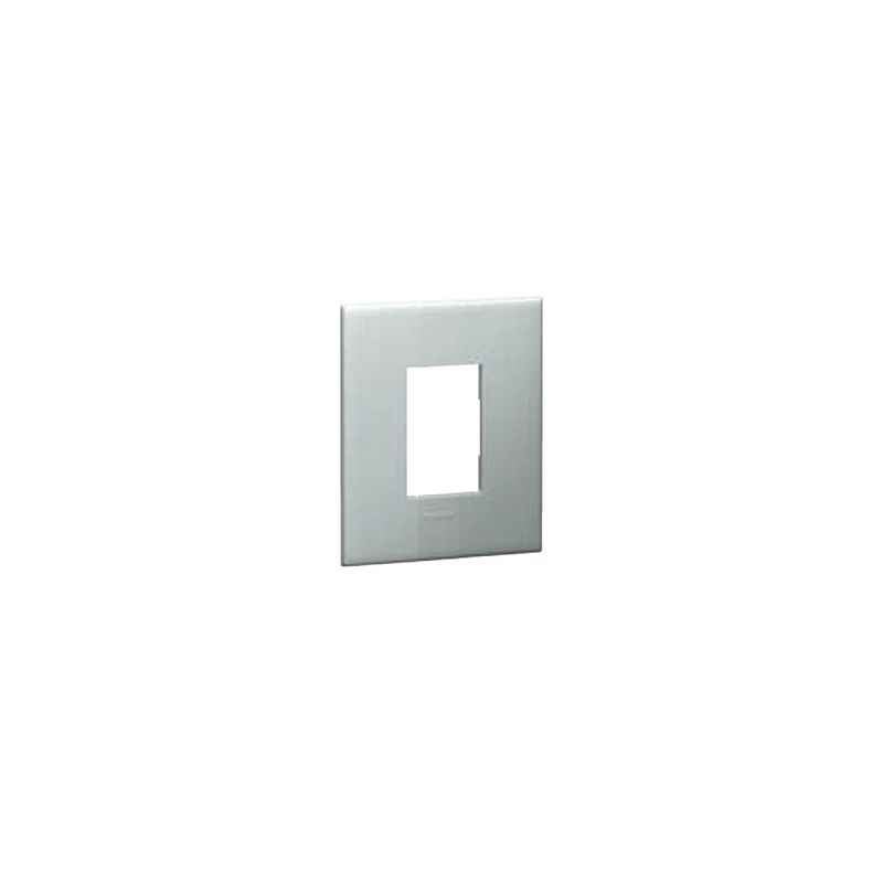 Legrand Arteor 1 Module Pearl Aluminium Square Cover Plate With Frame, 5757 01 (Pack of 10)