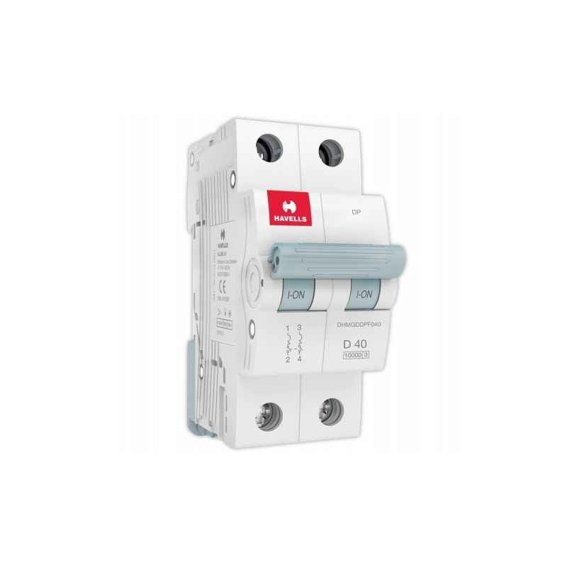 Havells Euro-II 40A Double Pole D Curve MCB, DHMGDDPF040