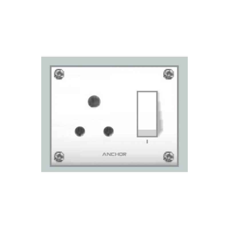 Anchor Penta Deluxe 6A White 3 Pin SS Combined Switch, 4056