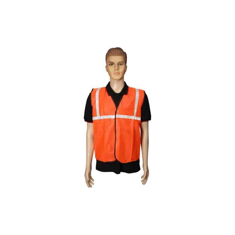 Safari 1 inch Orange Cloth Reflective Safety Jacket, 60 GSM