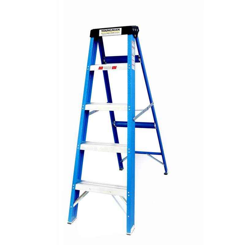 Youngman 5 Step 150kg Capacity Fiberglass Blue Shockproof Ladder