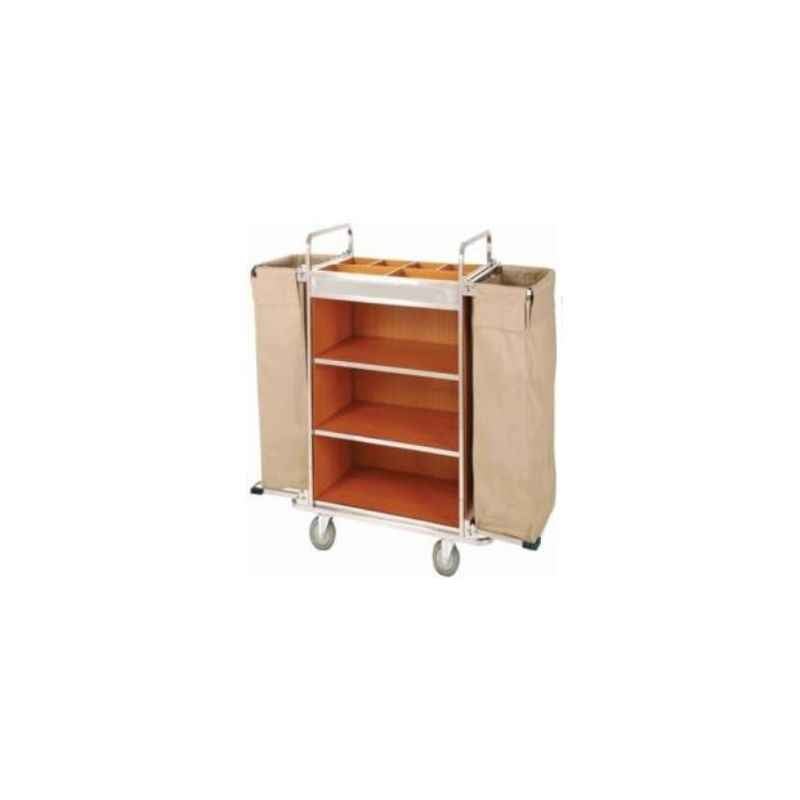 Amsse HK1001 SS Maid Linen Trolley In SS Pipe without Door-Imported,Size: 51 x 18 x 42 inch