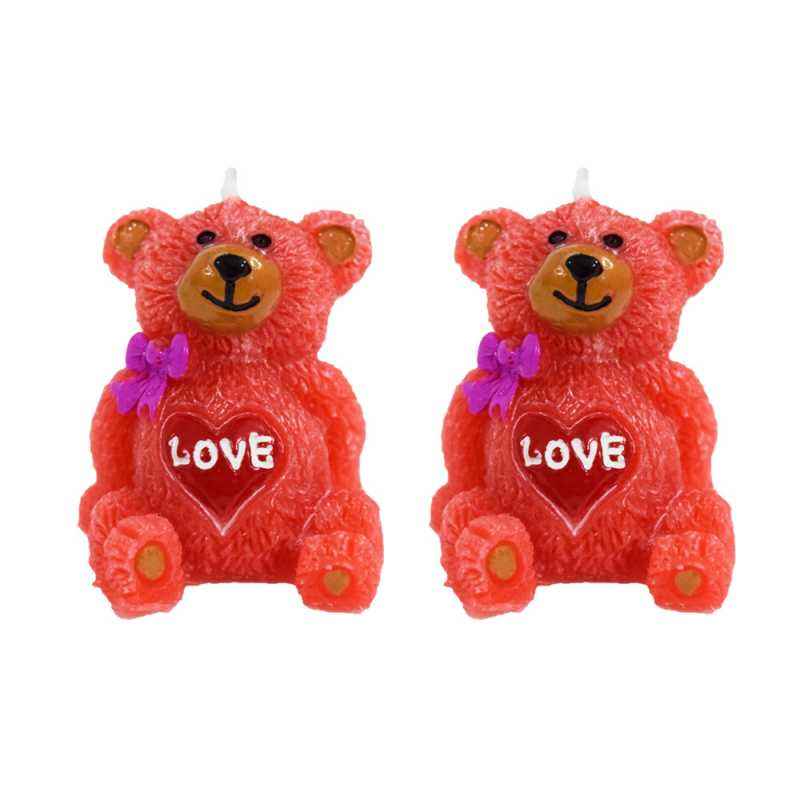 Dizionario VH45 Red Wax Colorful Sitting Teddy Shaped Candle (Pack of 2)