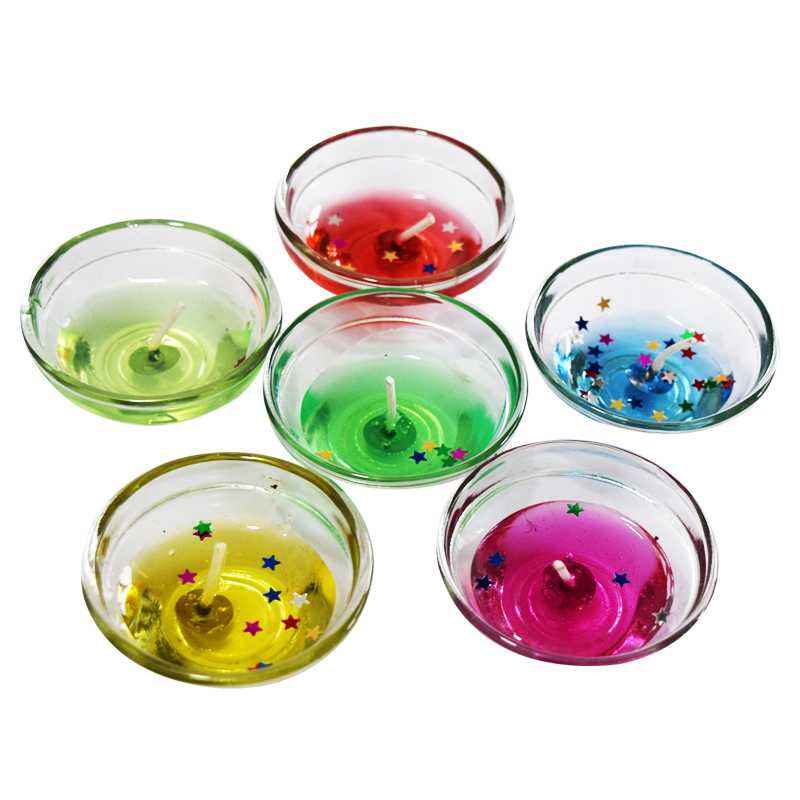 Dizionario Multicolor Glass Gel Candle Diya, VH42 (Pack of 6)