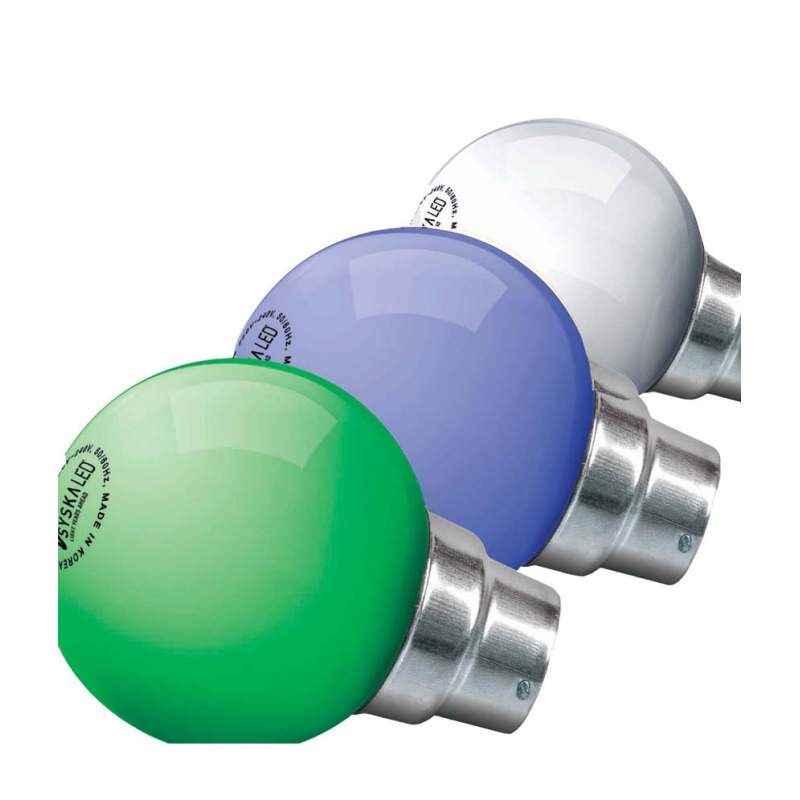 Syska 0.5W  B-22 White, Green and Blue LED Bulbs (Pack of 3)