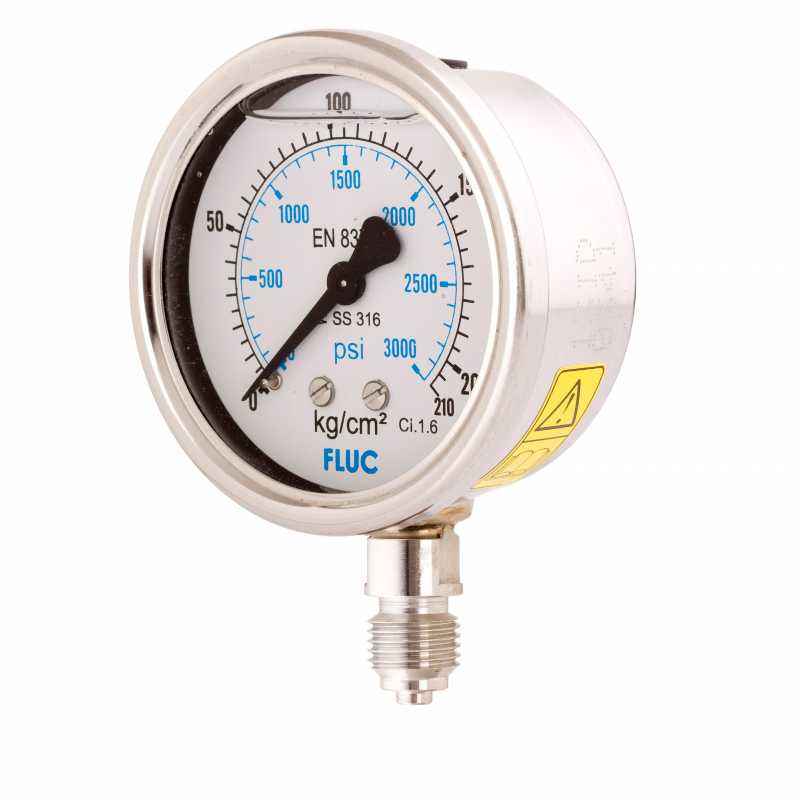 FLUC 0 to 3000 psi Pressure Gauge, F63-GFS-S-L-13-L